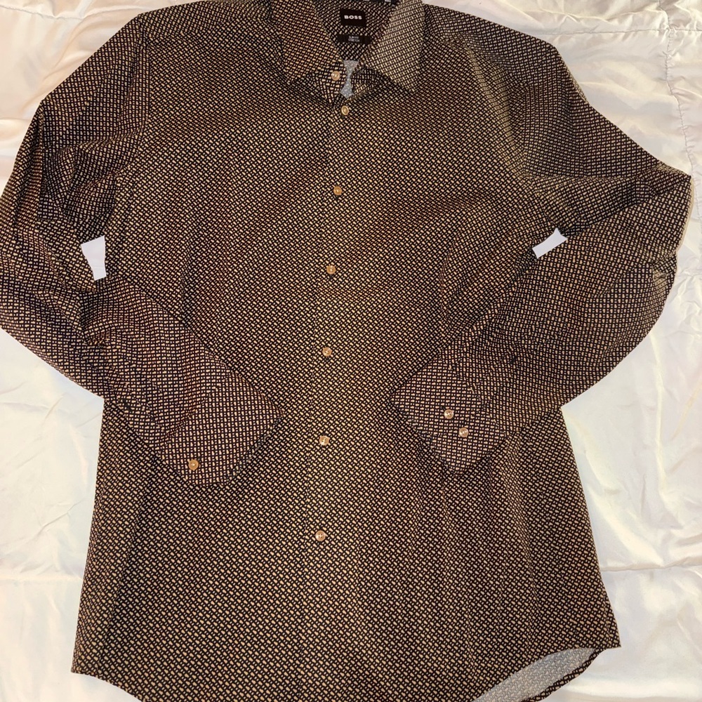 Boss Black and White Geometric Shirt